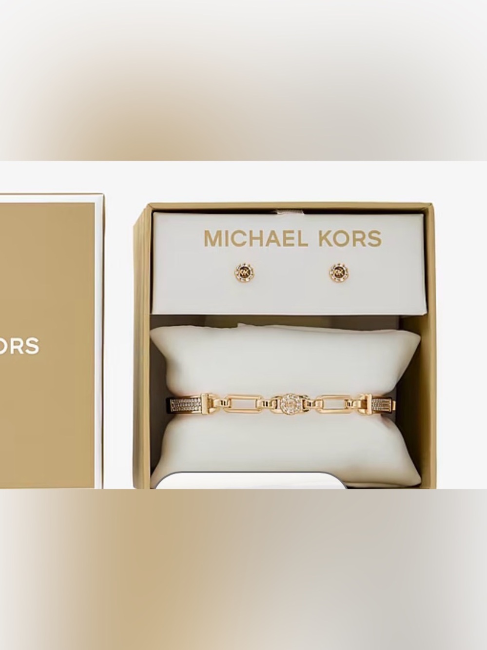 Michael Kors Gold Link Bracelet with Crystal Accents gift set